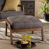 Baxton Studio Naeva Mid-Century Grey Upholstered Walnut Finished Wood Footstool 160-9946